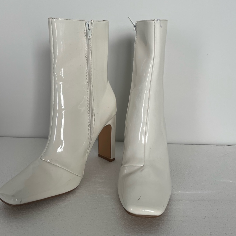 White Faux Leather Booties - Picture 3 of 9